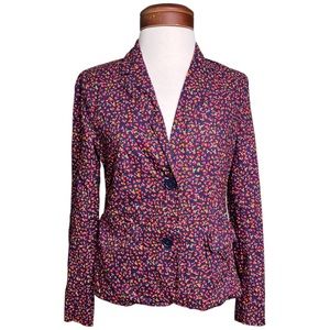 GAP Navy Blue Floral Boyfriend Blazer Size 4